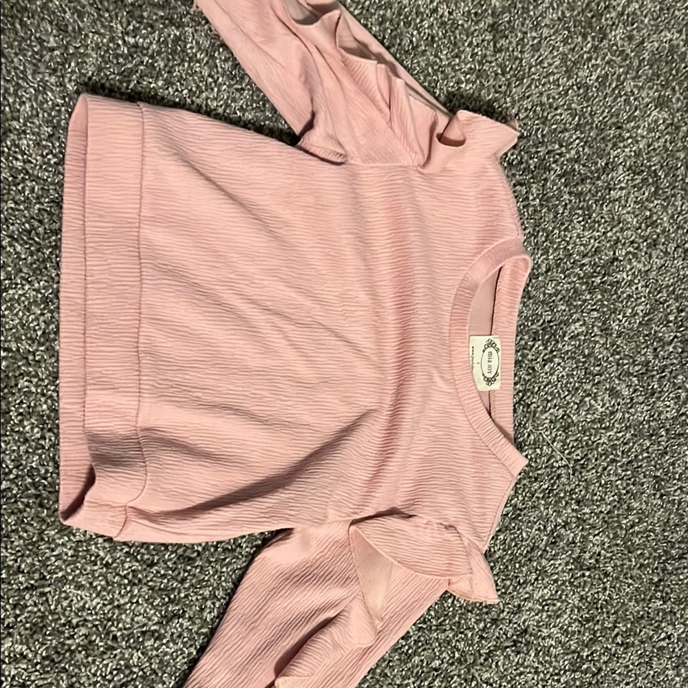 Mia joy Pink Kids Ruffle Sleeve Top